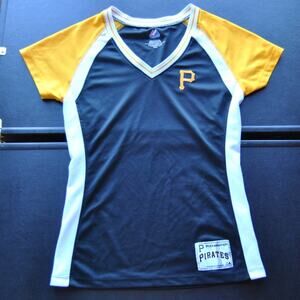 Pittsburgh Pirates Majestic Black & Gold Women's Short Sleeve Shirt Medium